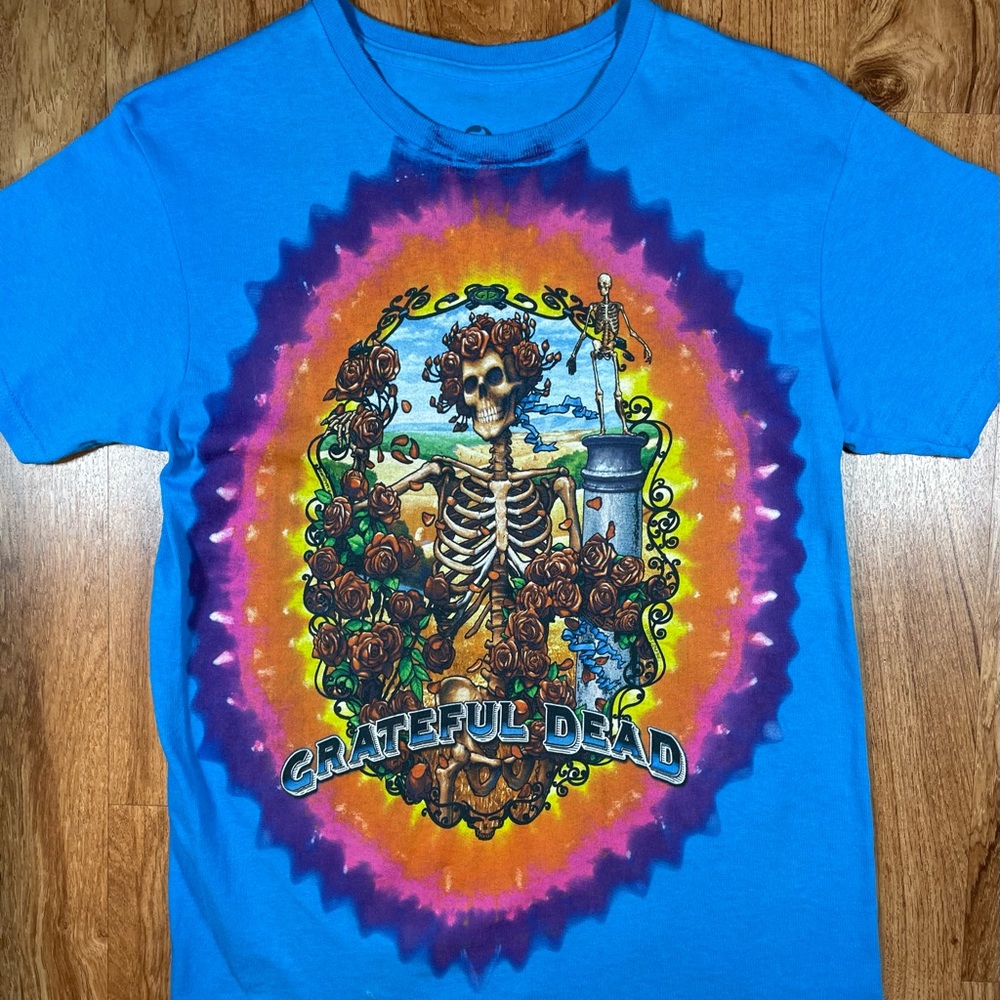 Vintage 1998 Grateful Dead Bertha Tie Dye Liquid Blue Tee Mens Size Small